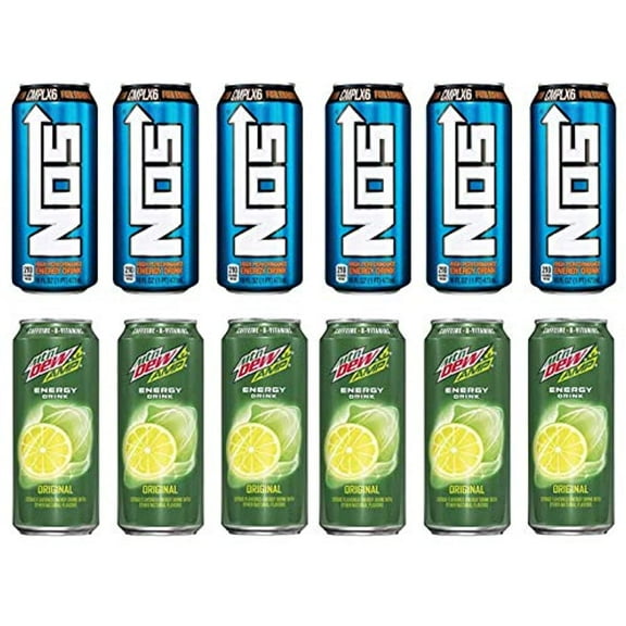 Luv Box- Variety Energy Drink 16 Oz. Pack Of 12 , Nos Energy Original Cans , Mtn Dew Amp Original .#N