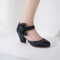 thumbnail image 6 of SACFOF Women's Mary Jane Heels with Bow Retro Closed Round Toe Pumps Sweet Ankle Strap Low Block Heels Chic Bowtie Vintage Dress Wedding Party Office Daily Shoes, 6 of 6