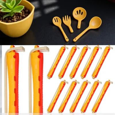 BESTONZON Multi-Color Plastic Hair Rollers for Styling Short Hair with Rubber Bands 24Pcs