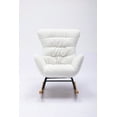 thumbnail image 2 of Rocking Chair, Teddy Fabric Glider Rocker Chair with High Backrest, Modern Rocking Accent Side Chairs with Armrests for Nursery Bedroom Living Room, Lvory, 2 of 7