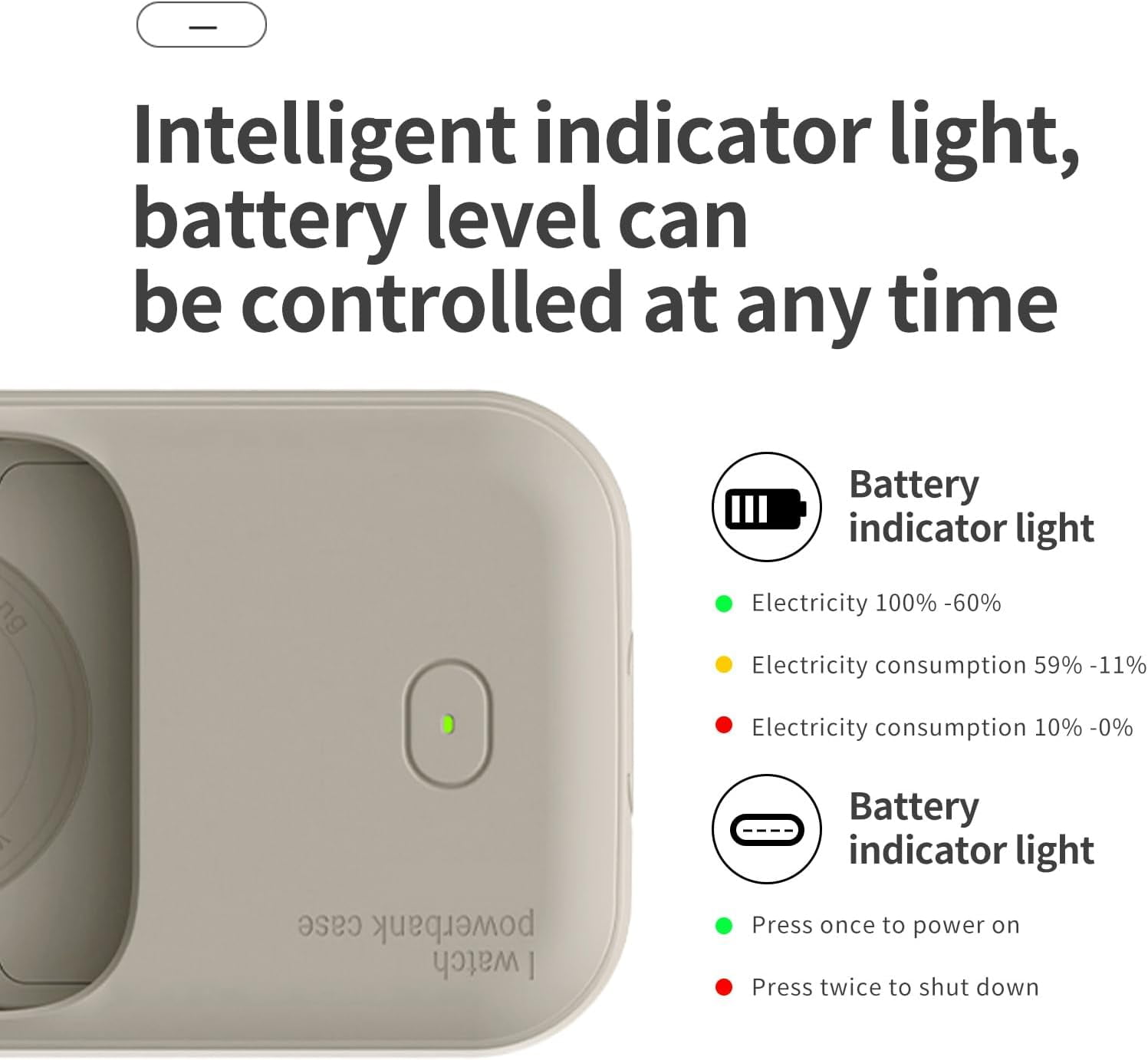 Mobile Power for Apple Watch, Wearable Design Wireless Magnetic iWatch Charger, 1200mAh, Smart Watch Charger for Apple Watch 9/8/7/6/5/4/UYTRA/UfYTRA 2 (Beige, 44mm/45mm/46mm)