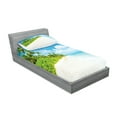 thumbnail image 2 of Ambesonne Ocean Fitted Sheet & Pillow Sham Set, Beach Sea Exotic Palms, Twinxl, Blue Green Cream, 2 of 2