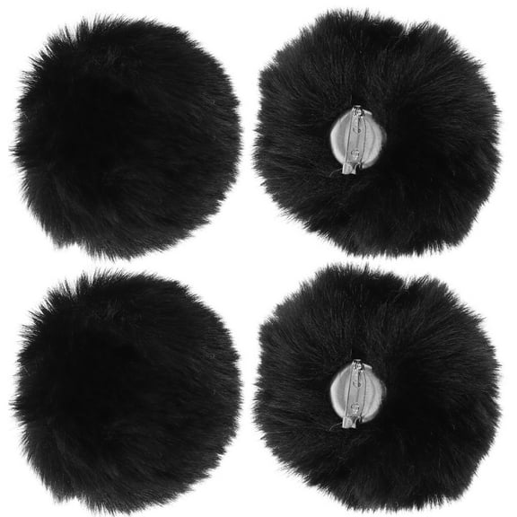 MIPCASE 4 Pcs Unique Pom Poms Black Artificial Wool for DIY Decoration Women