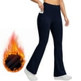 thumbnail image 4 of felwors Fleece Lined Leggings Women High Waist Winter Thermal Flare Yoga Pants Lifting Bootcut Bell Bottom with Pockets (Navy, XXL), 4 of 6