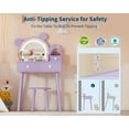 thumbnail image 6 of Garvee Kids Vanity Set with Lights, Girls Princess Bear-Shaped Make Up Vanity Desk with Mirro&Stool, Toddler Make Up Table Set for Bedroom, Purple, 6 of 10