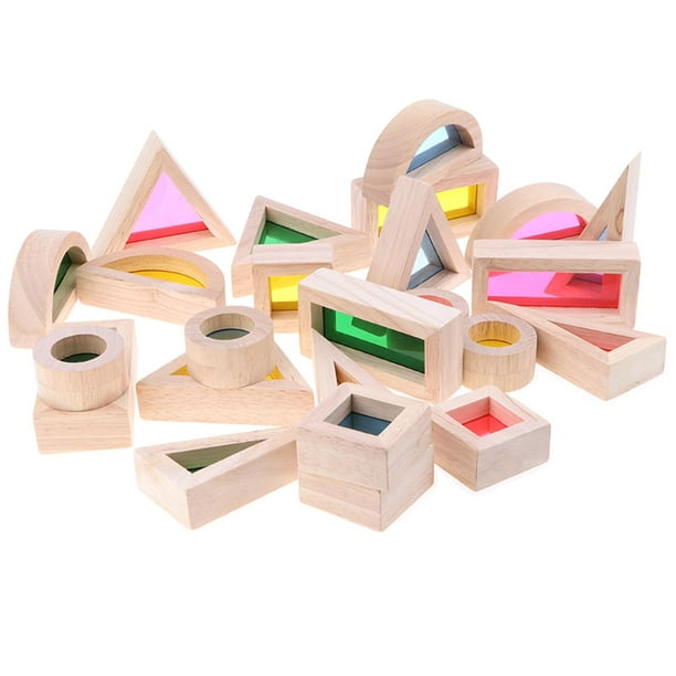 Bloques De Construcción De 24PCS Con Inserciones Coloridas Ventanas, Cognición De Forma Para Niños, De Pensamiento Creativo