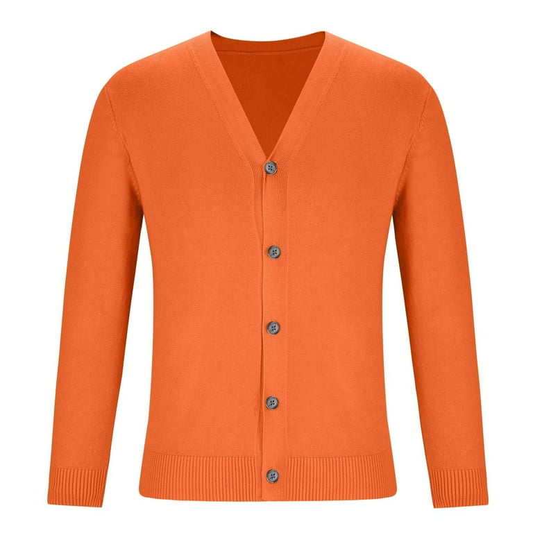 Men's Cotton Cardigan Sweater Long Sleeve V Neck Soft Knit Button