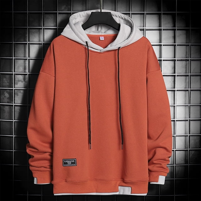 RXIRUCGD Chandail à Capuchon de Sport Décontracté de Printemps pour Hommes, Coupe Ample, Col Coloré, Rouge, Taille : 3TG