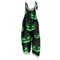thumbnail image 2 of Halloween Jumpsuits for Women Spaghetti Strap Overalls Print Loose Sleeveless Linen Romper, 2 of 7