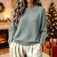 thumbnail image 3 of Szhihuiw Womens Sweaters Fall Fashion Crew Neck Casual Pullover Cable Knit Top Long Sleeve Lightweight Oversized Sweaters for Women, 3 of 6
