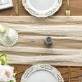 thumbnail image 3 of Sm:)e Pearl Beige Gauze Table Runner 120 Inch 10FT, Table Decor for Wedding Anniversary Birthday Outdoor Home Party Table, 3 of 7