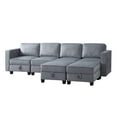 thumbnail image 7 of 116" Velvet U-Shaped Modular Sectional Sofa Couch with Storage Seats and Adjustable Armrest, Oversized 6 Seat Living Room Sofa Sets, Upholstered Sleeper Sectional Sofa for Apartment Office,  Dark Gray, 7 of 7