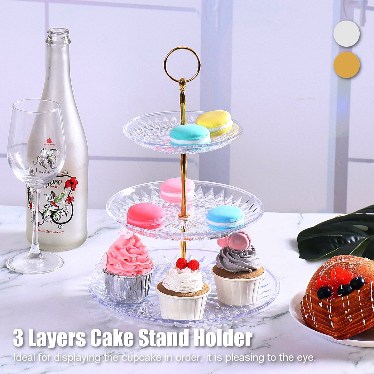 3-Tier Cupcake Stand Metal Cake Dessert Wedding Event Party Display Tower Plate 