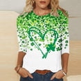 thumbnail image 1 of TaTaai Women's Loose Fit T-Shirt Round Neck 3/4 Sleeve St. Patrick's Day Green Print Casual Top Spring Festival Holiday Blouse Gift, 1 of 5