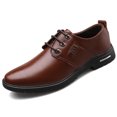thumbnail image 4 of Tawop Dress Shoes for Men Faux Leather Casual Dress Shoes Comfy Business Lace Up Soft Sole Oxfords Brown Size:8.5, 4 of 4
