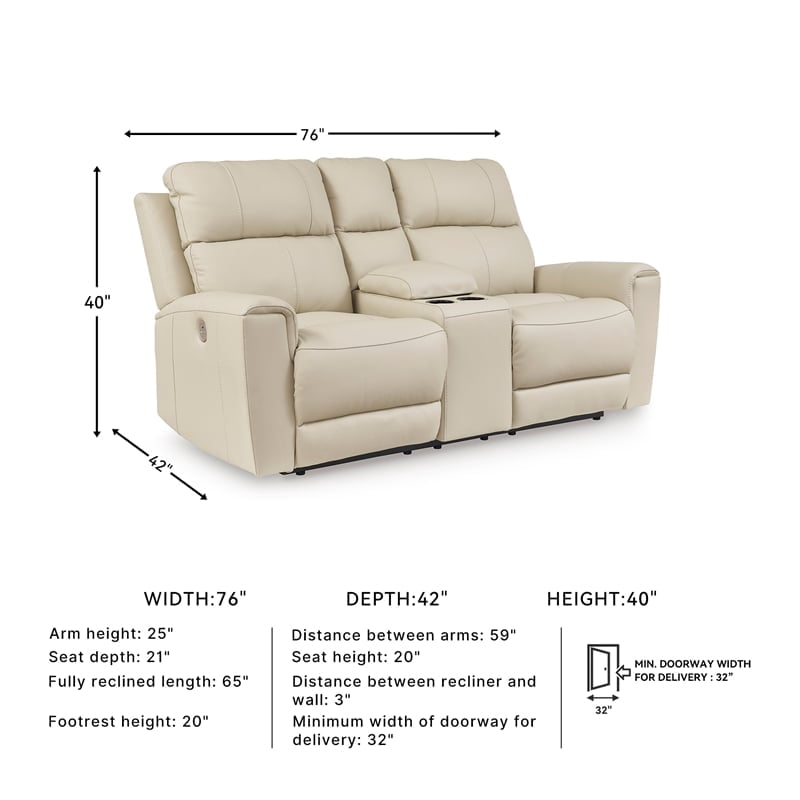 Signature Design by Ashley Dahlmoore Beige Power Reclining Loveseat with Console