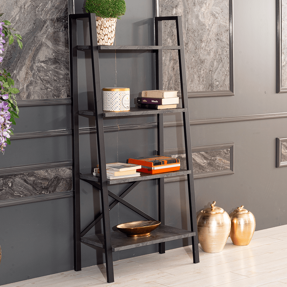 Cfowner 5-Tier Modern Bookcase, 5 Shelf Ladder Bookshelf Storage Shelf ...