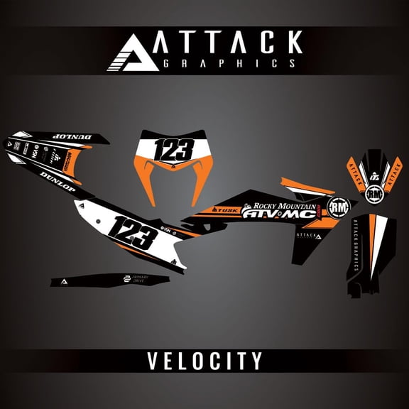 Attack Graphics Custom Velocity Complete Bike Graphics Kit for KTM 150 XC-W (Fuel Injected) 2024