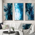 thumbnail image 1 of Designart "Aqueous Whimsy in Teal and Black II" Abstract Framed Wall Art Set Of 3 - Teal Abstract Frame Gallery Set For Office Decor, 1 of 6
