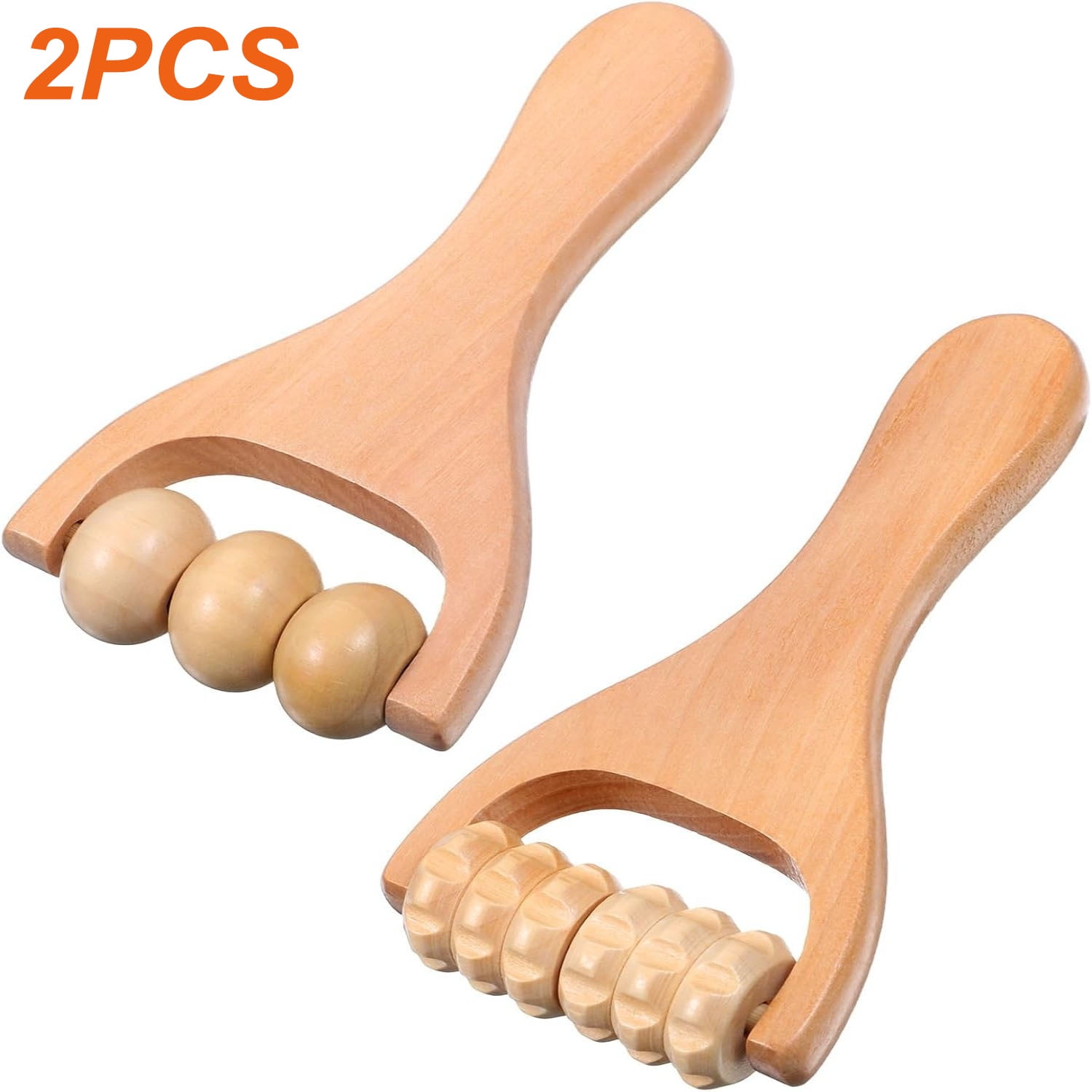 KOGITI 2 Pcs Wooden Massage Rollers - Handheld Body Massager for Muscle Relief
