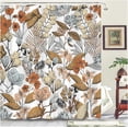 thumbnail image 5 of Floral Shower Curtain Boho Brown Flower Shower Curtains for Bathroom Washable Waterproof Fabric Shower Curtain Set with Hooks Botanical Fall Leaves Bathroom Decor (72x72,Brown), 5 of 6