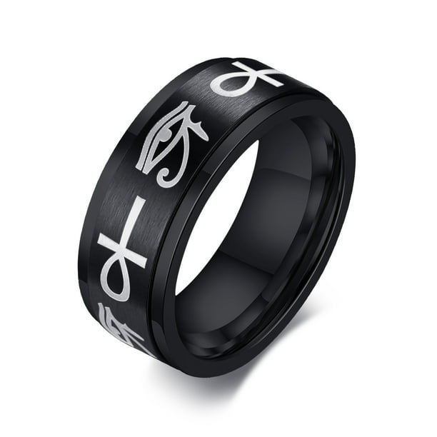 Vnox Fidget Rings, Stainless Steel Anxiety Ring for Men, Egyptian Ankh