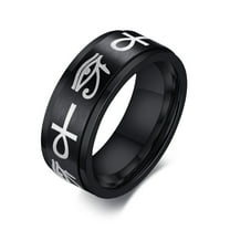 Vnox Fidget Rings, Stainless Steel Anxiety Ring for Men, Egyptian Ankh Cross Ring, Horus Ring for Relaxing