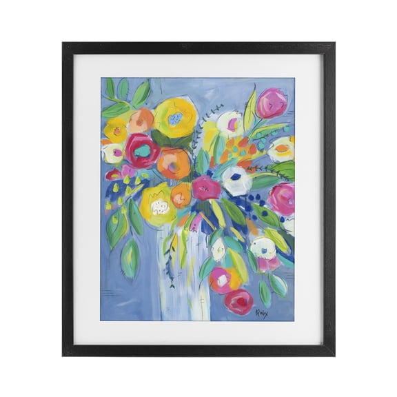 Stupell Industries Modern Cheerful Blossom Energy Black Framed Print Under Glass, 13 x 16, by Krinlox