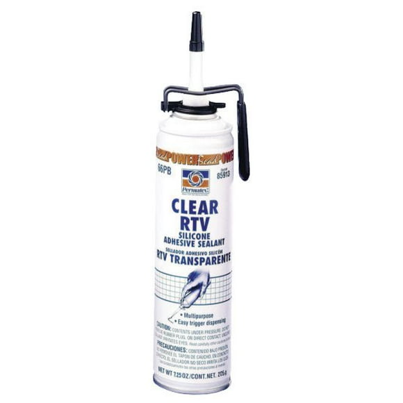 Permatex 85913 Clear RTV Silicone Adhesive Sealant, 7.25 oz. PowerBead Can