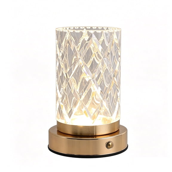 Modern Metal Table Lamp, Touch Control Dimmable Ambient Light, USB C Rechargeable Bedside Lamp, 3 Color Lighting Modes, Crystal Style Desktop Accent, Contemporary Home Decor