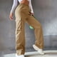 thumbnail image 3 of Pantalones sin cinturón Pantalones de cintura alta Pantalones de pierna ancha Pantalones de tubo recto Sueltos Elegantes Pantalones de viaje Pantalones casuales, 3 of 6