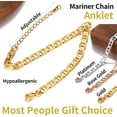 thumbnail image 5 of ChainsHouse Gold Plated Figaro Ankle Bracelets for Women 8.5" Summer Beach Chain Anklets Birthday Holiday Jewelry Gifts, 5 of 7