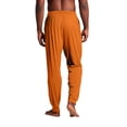 thumbnail image 4 of Men's Solid Pajama Pants Drawstring Elastic Waist Lounge Pants Jogger Ankle Soft Sleep Pants with Side Pockets ,L,Orange, 4 of 9