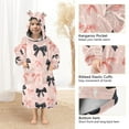 thumbnail image 4 of joogoo Wearable Blanket Hoodie for Pink Black Bows Flannel Sherpa Pocket 3-14 YR S, 4 of 7