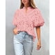 thumbnail image 5 of Blusa de Encaje Rosa con Escote en V y Detalles Calados para Mujer PRETTYGARDEN Talla S, 5 of 8