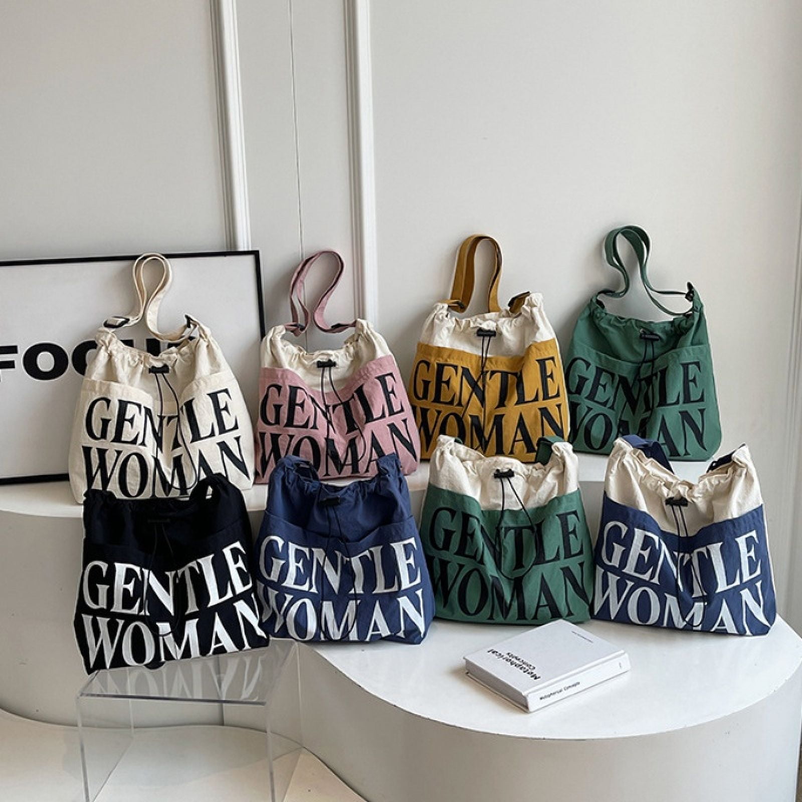 Gentlewoman® Aesthetic Canvas Tote Bag Crossbody Bags with Inner Pocket for Women, Large Capacity Shoulder Bag for Travel Work Sport，Green