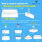 Vaunn Adjustable Bathtub Safety Rail, Clamp Mount Shower Grab Bar Handle, Stainless Steel, White