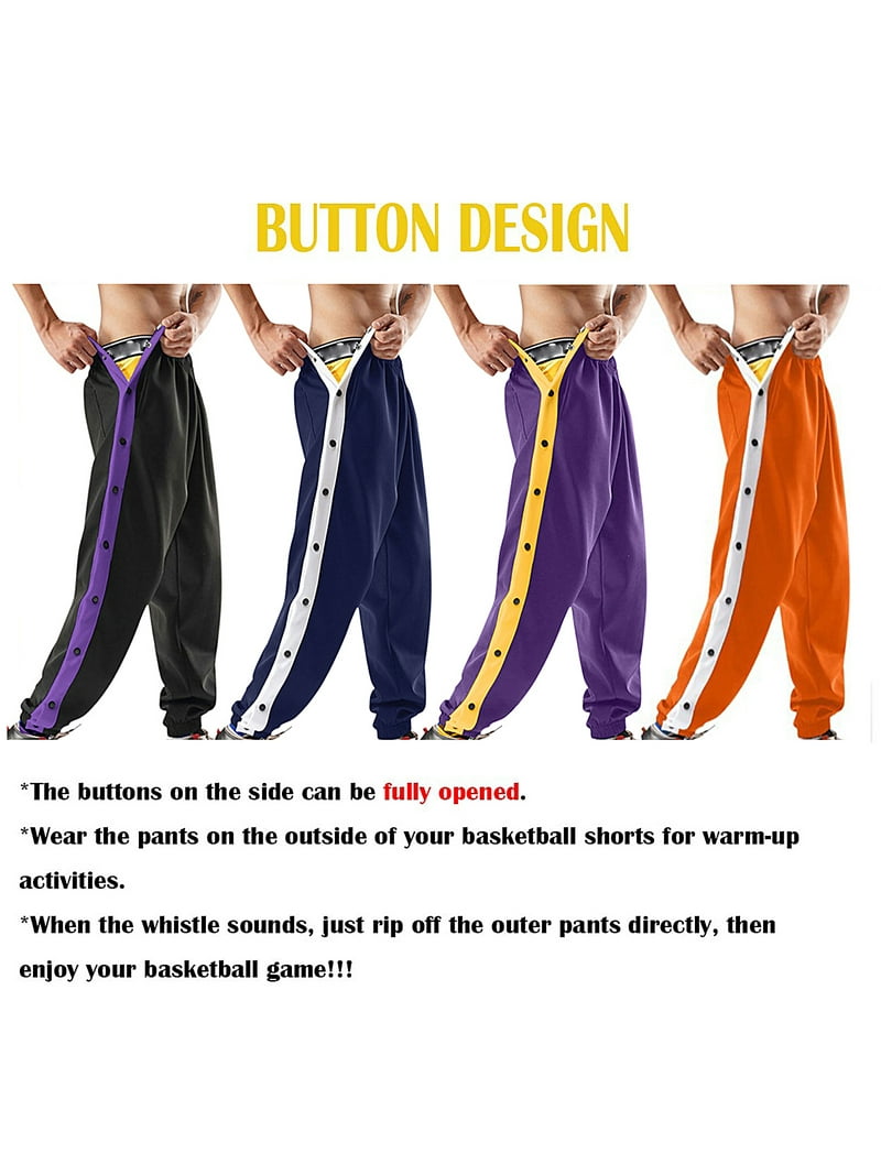 Xsylife Men's Tear Away Pants Basketball Workout High Split Side