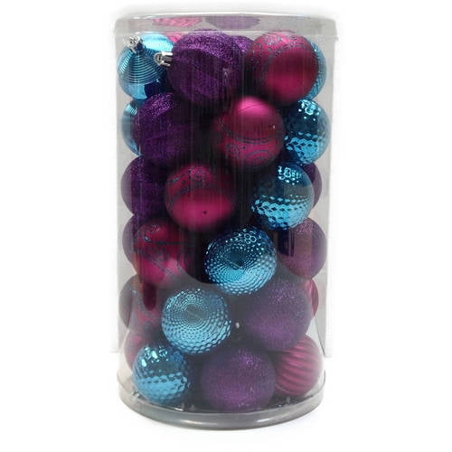 Holiday Time Christmas Ornaments 60mm Shatterproof Ornament, Set of 41
