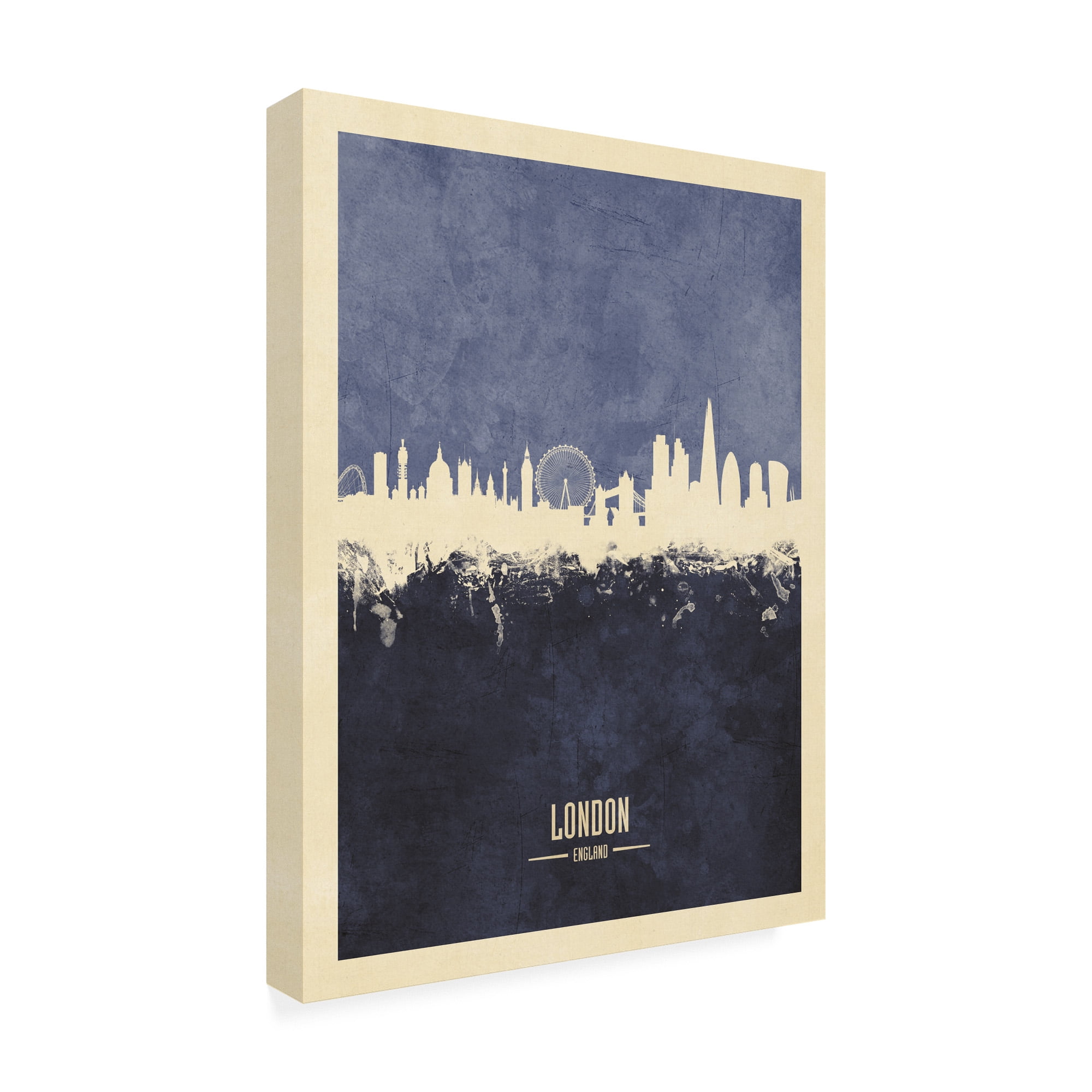 Trademark Fine Art 'London England Skyline Navy Poster' Canvas Art by Michael Tompsett