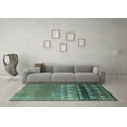 thumbnail image 3 of Ahgly Company Indoor Rectangle Solid Turquoise Blue Modern Area Rugs, 5' x 7', 3 of 4