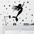 thumbnail image 1 of Adhesivos de pared con forma de sirena negra, silueta de sirena, PVC, 30 x 59 cm, 1 of 4