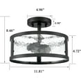 thumbnail image 4 of Farmhouse Semi Flush Mount Ceiling Light Black Light Fixtures Ceiling Mount 2-Light with Hammered Glass for Bedroom Kitchen Bathroom Entryway Proch, 4 of 7