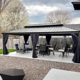 thumbnail image 2 of PURPLE LEAF 14 X 20 Outdoor Hardtop Gazebo Wide Aluminum Frame Metal Double Roof Heavy Duty Netting and Curtains Permanent Hard Top Pavilion Patio Deck Backyard Garden Navy Blue, 2 of 9