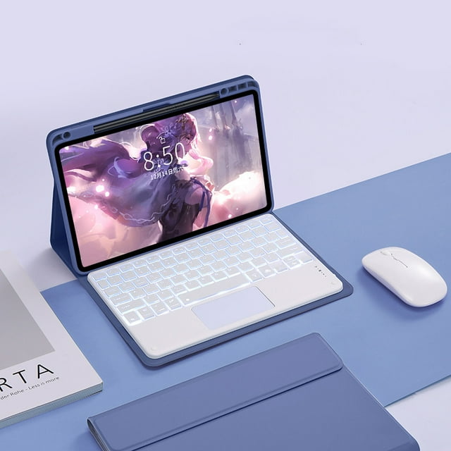 Clavier pour Tablette Huawei Matepad 11.5 Étui 2023 Pavé Tactile Rétroéclairé Clavier Trackpad pour Huawei Matepad 11 5 2023 Housse Teclado Lavande avec Souris Anglais