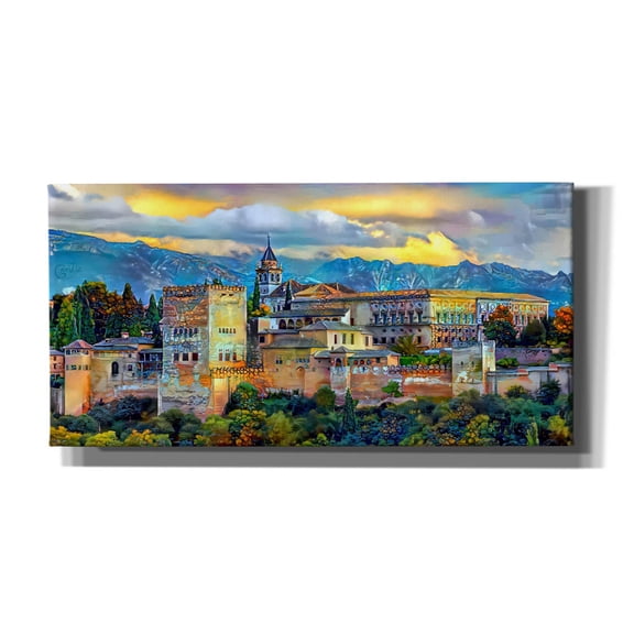 Epic Graffiti 'Granada Spain La Alhambra' by Pedro Gavidia, Canvas Wall Art, 40"x20"