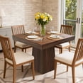 thumbnail image 2 of Square Dining Table for 4, 31.5" Small Farmhouse Kitchen Dinner Table with Wooden Pedestal Base, Space Saving Wood Dining Room Furniture for Living Room, Apartment, 2 of 7