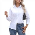 thumbnail image 3 of Camisas de Vestir de Larga con Botones para Mujer, Blusas de Oficina con Cuello Antiarrugas. XXL, 3 of 9