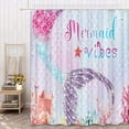 thumbnail image 2 of Funny Sea-maid Shower Curtain for Kids, Mermaid Tail Gradient Pink Little Girl Fabric Shower Curtain Sets with Hooks, Ocean Sea Marine Plants Waterproof Bathtub Accessories,70X70IN, 2 of 3