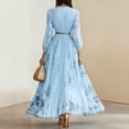 thumbnail image 5 of Kilaqueen Floral Wedding Guest Dress for Women, Long Sleeve V Neck Wrap Style High Waist Flowy Maxi Dress for Summer Vacation Party Beach and Evening, 5 of 5